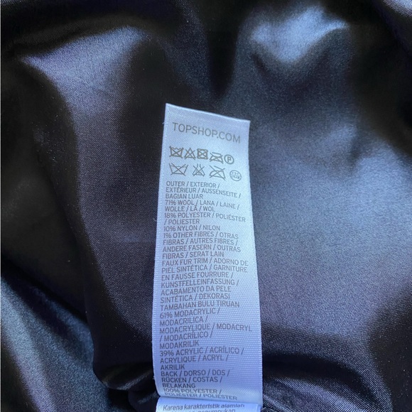 TOPSHOP coat with faux fur. Size US 8. Navy colour. - Picture 10 of 12